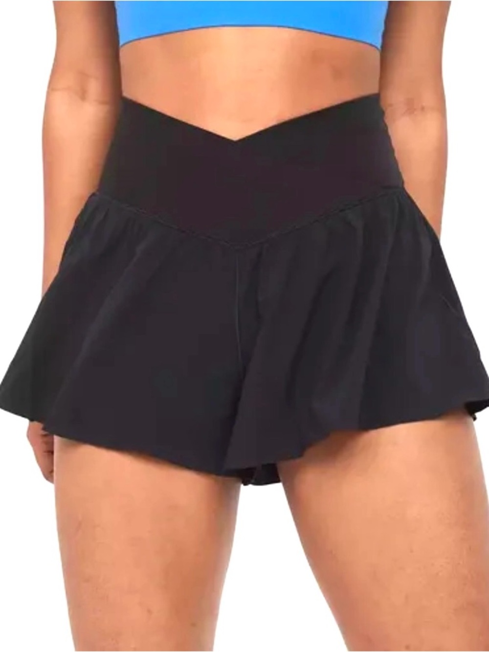 Offline by Aerie Real Me Black Flowy Shorts Criss Cross Waste XS